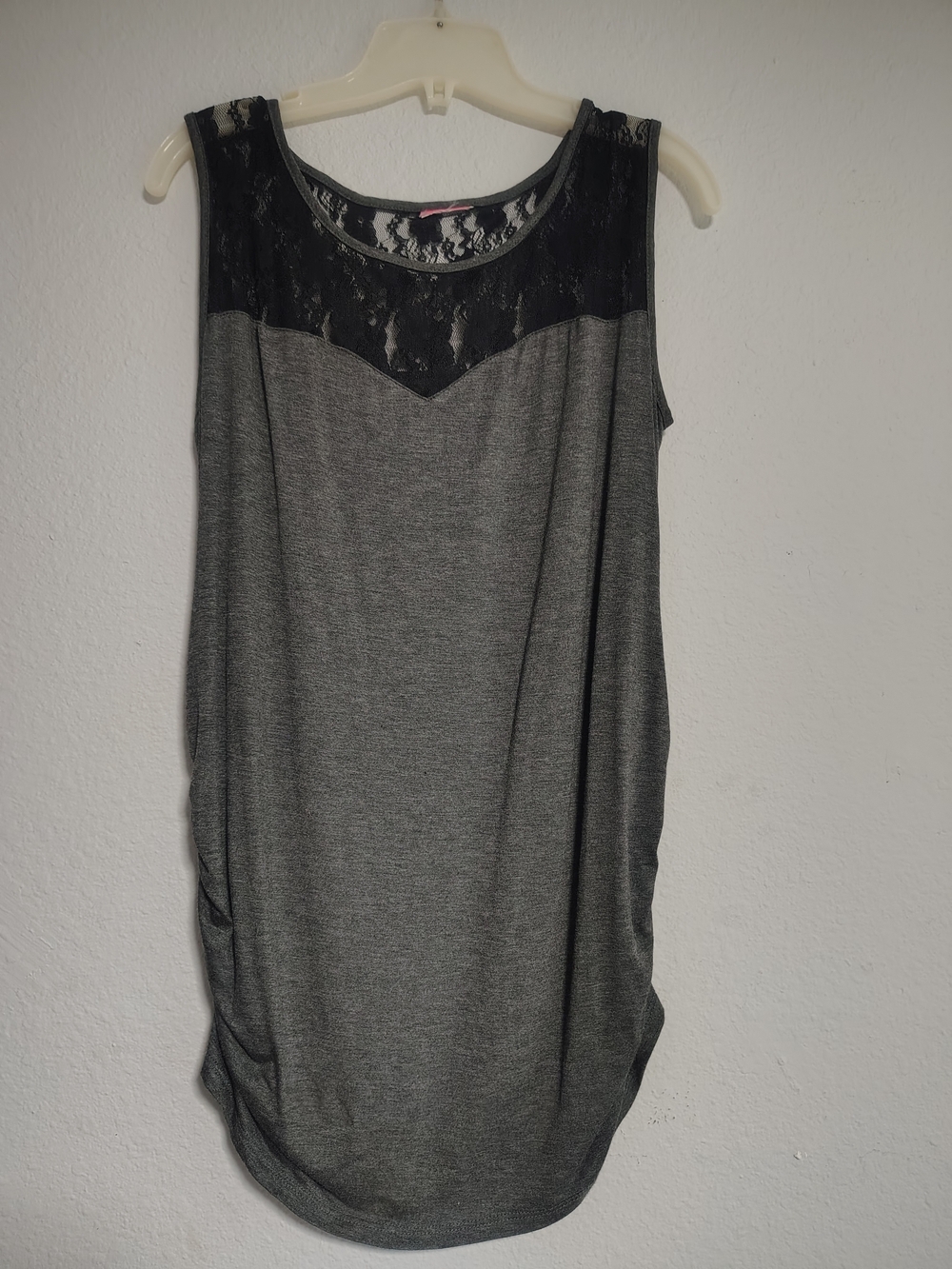 H&M Gray Tank with Black Lace Yoke